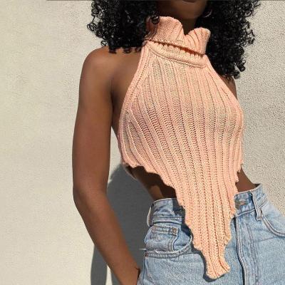 China New Design Anti-Wrinkle Irregular Women's Turtleneck Sweaters Women's Sexy Turtleneck Backless Sweater Women Tops for sale