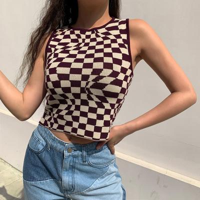 China 2022 Summer New Women's Full Limited Edition Women's Anti-wrinkle Tank Top Sweater Vest Women's Lattice Pattern Irregular Anti-wrinkle for sale