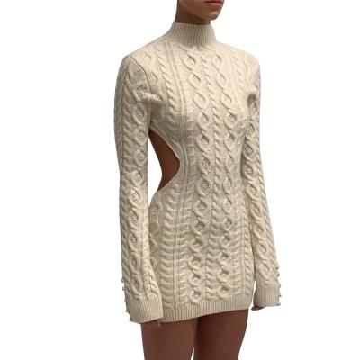 China Washable Fall Limited Dresses Women Sexy Sweater Dresses Winter Women Tortoise Neck Halter Dresses For Women for sale