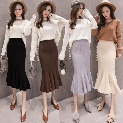 China OEM Anti-Static High Quality Skirt For Women Set 2022 New Arrival Ladies Fashion Knitting Mermaid Stretchy Sweat Long Women Mid Skirt for sale