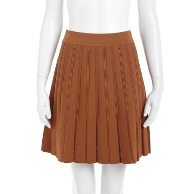 China Manufacturer Anti-static Custom Summer Knitwear OEM China Brown Waist Elastic Top Knit Pleated Women's Skirt for sale