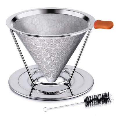 China Sustainable High Quality Coffee Used 304 Stainless Steel Coffee Filter With Handle for sale