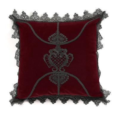 China Anti-Static Gothic Home Pillowslip JZ-002ZT Decorative Red Lace Decal Printed Gothic Pillow Cases for sale