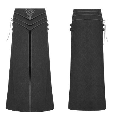 China WQ-371 Gothic Rave Jacquard Skirt 100% Cotton Gothic Skirts Plus Size Retro Long for sale