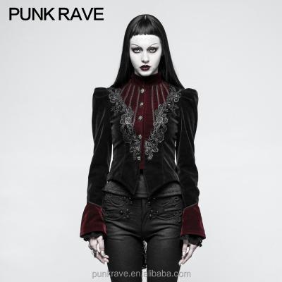 China Breathable Gothic Red Velveteen Ladies Twill Scissor-tail Short Dress Jacket For Women Women Clothing PUNK PRAISE Y-769 for sale