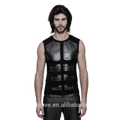 China PUNKS PRAISE Fashion Men's Anti-pilling Tops Warriors Run To Walk PU Vest WT-515 Row Skinny Sleeveless Original Design for sale