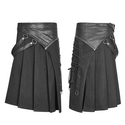 China PRAISE WQ-372 Black Punk Design Original Size PUNK Removable Anti-pilling Designer Men Kilts Men Spokes Skirts for sale