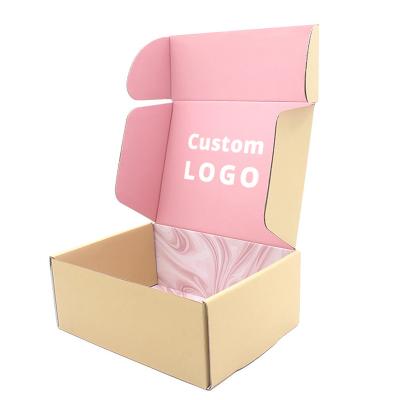 China Reused Custom Logo Printed Corrugated Shipping Packaging Box Paperboard Materials PARTYCOOL Cardboard Box Clothing White Paper Mailbox Eco Friendly for sale