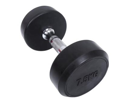 China Dumbbell Black Rubber Covered Dumbbell Rubber Cast Dumbbells Gym Dumbbells Set LE400 for sale