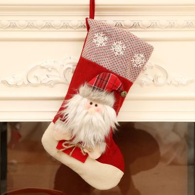 China Flannel Christmas Stockings Jars Christmas Candy Gift Bag for Kids Christmas Tree Decoration for Friends and Family for sale