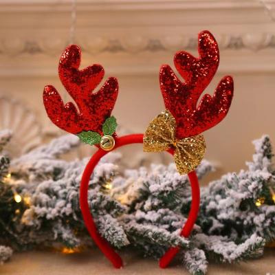 China Antler Long Children's Festival Party Performance Christmas Hair Circle New Antler Christmas Decorations Head Loose Curl Powder for sale