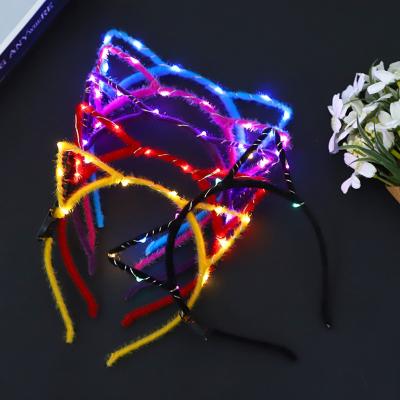 China Led Cat Shaped Ear LED Headbands Party Light Up Flashing Party Headwear Christmas Hair Accessories Glow Party A0060 for sale