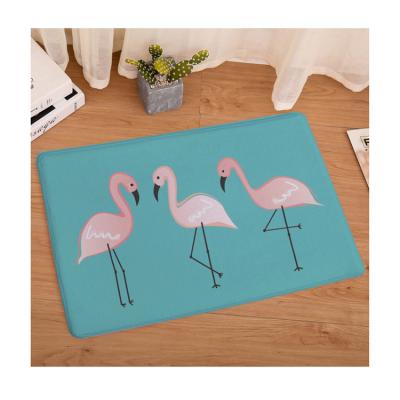 China Washable Flannel Custom Outside Nylon Printed Cat Memory Foam Flamingo Front Door Floor Mat for sale