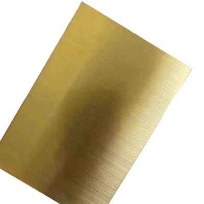 China Decorative Hairline Gold Mirror Sheet SS Finish Titanium Coated Gold Color Coated Stainless Steel Sheet for sale