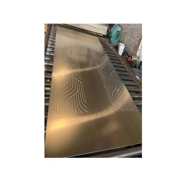 China Decorative Elevator Decoration 304 Stainless Steel Sheet Mirror Gold Rose Gold Color Etched Pattern For Wall Panel Elevator Door Cabin 4*8 for sale