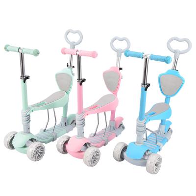 China PU Widened Flash Wheel Multi-Function 2 In 1 Anti-Rocking Type Kids Scooter 3 Wheels Children Scooter Single Balance Wheel for sale