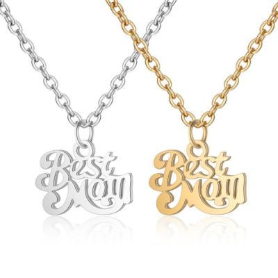 China Mothers Day Gifts Best 'Mom' Letter Necklace Material Friendly Pendant Women's Stainless Steel Jewelry Necklace for sale