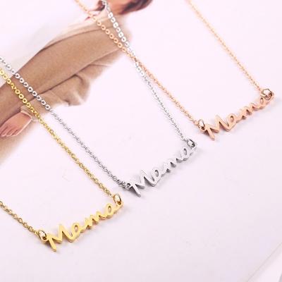 China Mom Friendly Stainless Steel Letter Material Mom Necklace Jewelry Pendant Necklace For Mothers Gifts for sale