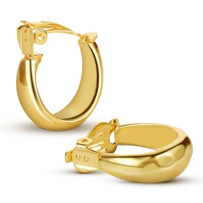 China New Friendly Material Delicacy Faceted Outer Clip On Circle Earring 14K Gold Rhodium Plated Jewelry For Women for sale