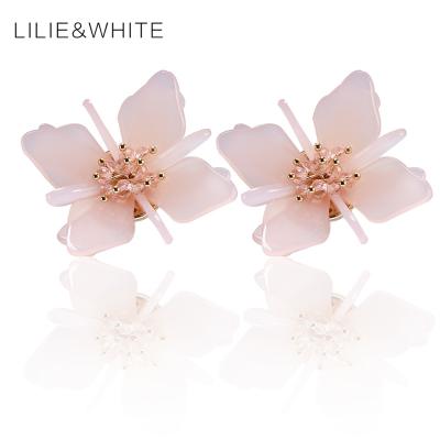 China Wholesale Vintage Women Jewelry Fashion Resin Earrings Flower Earring Studs With Loose Glass Beads Inside for sale