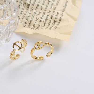 China Letter Design Letter Ring Gold Adjustable Ring For Women Men New Fashionable Jewelry Friendly Material for sale