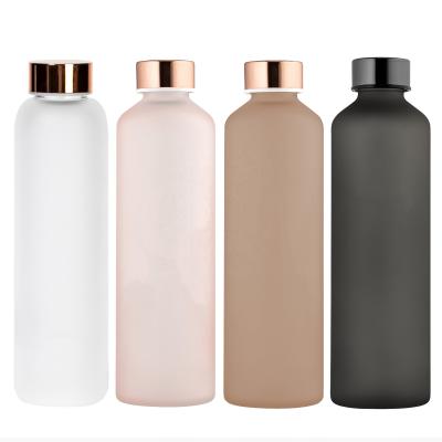 China Sustainable Logo 550ml Borosilicate Water Bottle Personalized Empty Glass Leak Proof Single Walled for sale