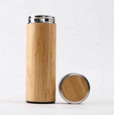 China PORTABLE Custom Logo Bamboo Cover Vacuum Hot Water Tea Stainless Steel Stainless Steel Bottle Drinking Bamboo for sale