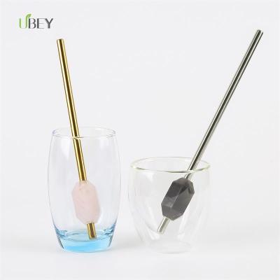 China Sustainable Plant Wholesale Drinking Stainless Steel Straw With Crystal / Energy Gemstone for sale