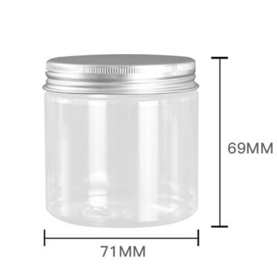 China Round 200ml Clear Plastic Eye Cream PET Jar With Aluminum Screw Lid / White EPE For Cosmetic for sale