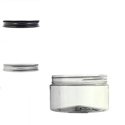 China Clear Plastic Round 250ml Pet Eye Cream Jar With Aluminum Screw Lid / White EPE Inserts for sale