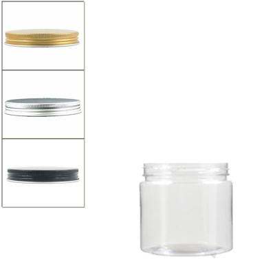 China Clear Round 180ml/6oz Eye Cream Plastic Pet Jar With Aluminum Screw Lid / White EPE Inserts for sale