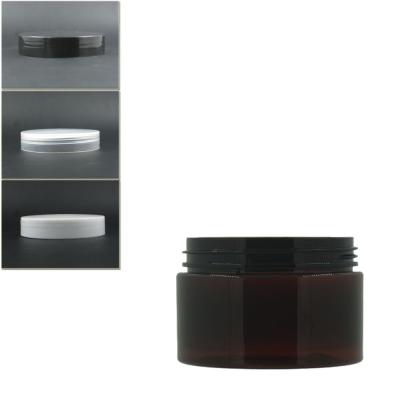 China Skin Care Cream Round 120ml/4oz Plastic Amber Pet Cosmetic Jar With Plastic Screw Lid/White EPE Inserts for sale