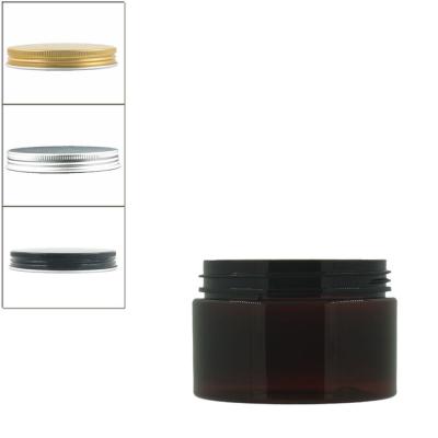 China Eye Cream Plastic Round 120ml Amber Pet Jar With Aluminum Screw Lid / White EPE Inserts for sale