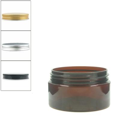 China Eye Cream Plastic Round 100ml Amber Pet Jar With White Aluminum Screw Lid / White EPE Inserts for sale