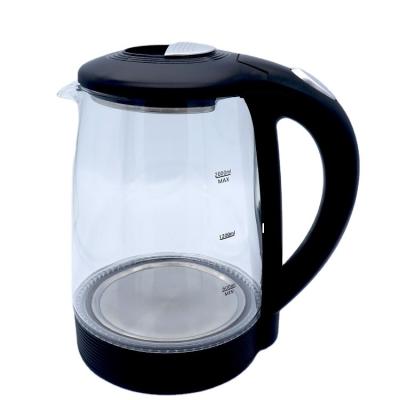 China Home Electronics Kitchen Appliances LED Light 360 Degree Sale High Borosilicate Electric Kettle Transparent Black Blue Hot Bottom Glass Rotating Pot for sale