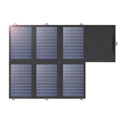 China Solar energy is converted into electricity Solar Panel 60W Foldable Solar Charger with 18V DC+USB-C 60W USB A*2 for Powerstation Camping Laptop Phone Riding for sale