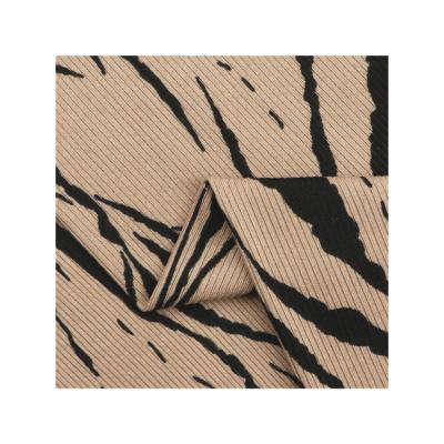 China Durable DTY Rib 95% Polyester 5% Spandex Tear-Resistant Printed Knitted Fabric For Ladies' Fashion Clothes for sale