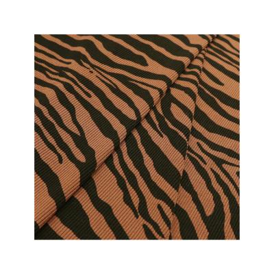 China Tear-resistant fashionable tiger skin pattern printed 95% polyester 5% spandex rib knitted fabric for ladies' clothing for sale