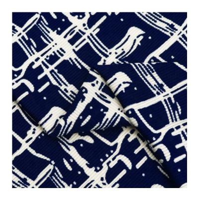 China Fashion Tear-resistant New Design Weft 2*2 Rib Printed Knitted Fabric For Women Dress for sale