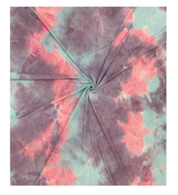 China Popular Tie Dye Polyester Spandex 190gsm 2*2 Tear-Resistant Rib Knit Fabric for sale