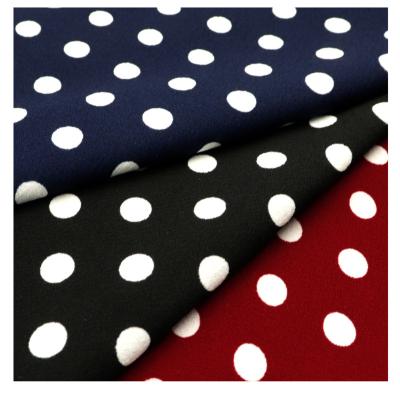 China 100% Polyester Running Summer Knitted Jacquard Crepe Tear-Resistant Dot Custom Printing Fabric For Lady Dress Garment for sale