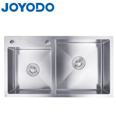 China 2019 Without faucet JOYODO China manufacturer stainless steel undermount ss304 double bowl kitchen sink for sale