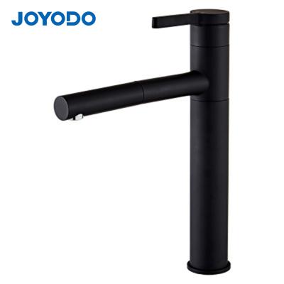 China Metered Faucets Black Spare Extension Hose Single Hole Basin Faucet Pull Out With Spray Head for sale