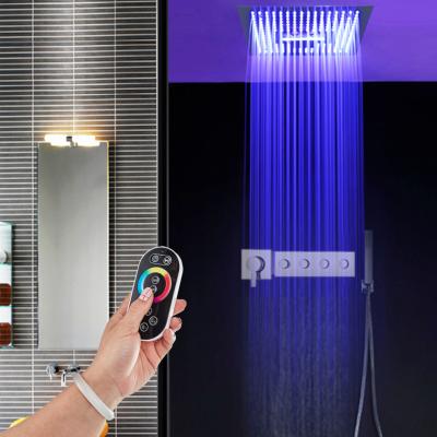 China Multifunctional Sliding Barless Led Stainless Steel Shower Set Lightweight Bathroom Rain Shower Set for sale