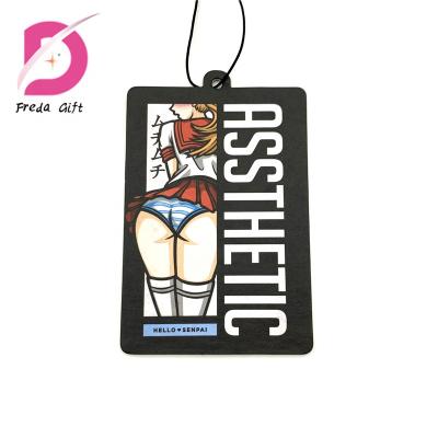 China Sports Customized Type Custom Hanging Washroom Size Perfume Car Paper Air Freshener OEM Logo Krell Design Fragrance Origin Shape for sale