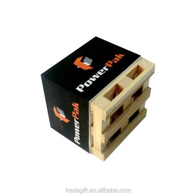 China Self Adhesive Printing Pallet Note Cube / Wooden Memo Pad Notepad with Wooden Pallet for sale