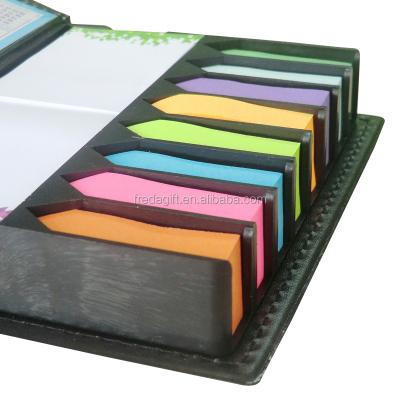 China Self Adhesive Colorful Fancy Business PU Leather Sticky Note Pad Work Area for sale