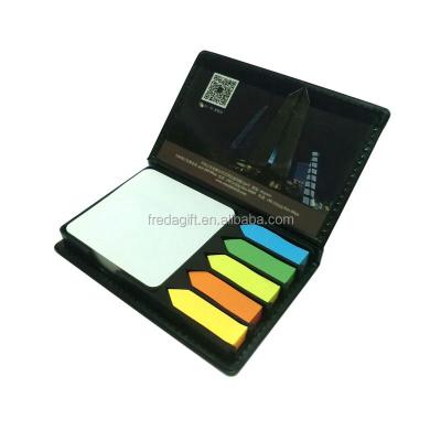 China Good quality self adhesive embossed logo square PU leather tear off notepads/blank notepads in a box for sale