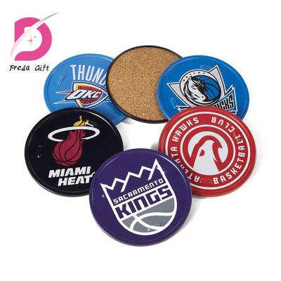 China Wholesale custom viable 4 tin cork round coaster in a metal set for gifts cheap bluk beer coaster for sale