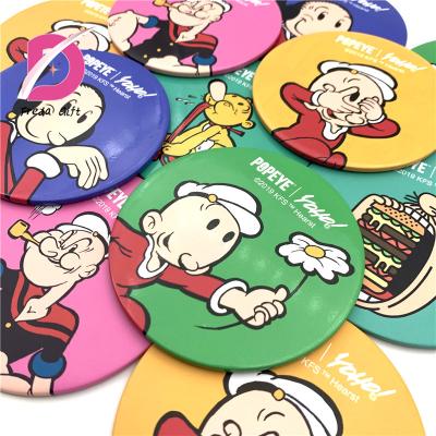 China Viable Color Animation Round Tinplate Cork Coaster /Popeye The Sailor Man Tinplate Cork Coaster for sale